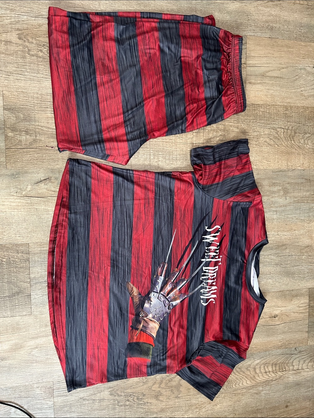 Women’s Red & Black Striped Sleep Set - Freddy Krueger Graphic